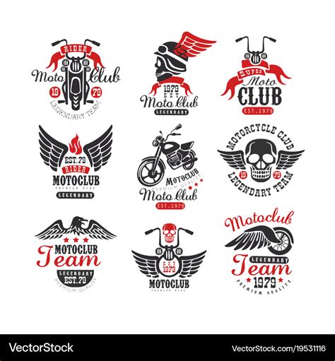 Set of vintage motorcycle club logos emblems Vector Image