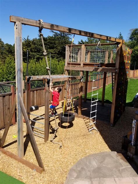 Backyard climbing structure | Backyard for kids, Backyard playground, Backyard kids play area