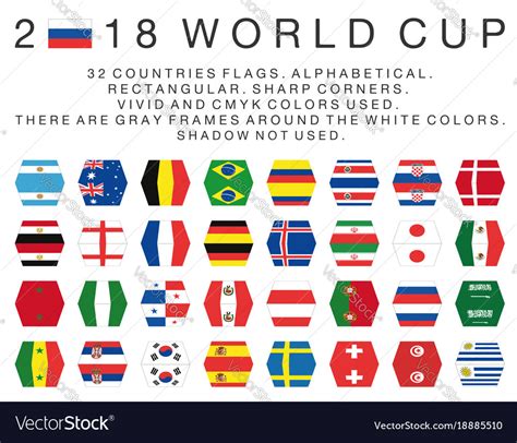 Rectangular flags of 2018 world cup countries Vector Image