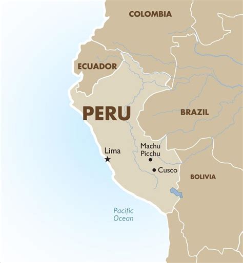 Peru country map - Map of Peru and surrounding countries (South America - Americas)