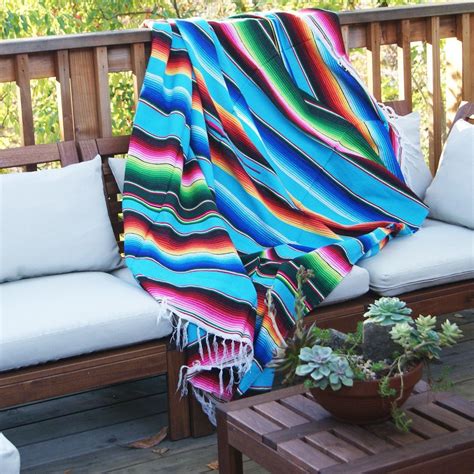 Bright colored Mexican blanket 81" x 62" We. Love. These. Blankets. Seriously, cannot get enough ...