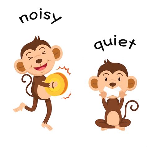 Opposite words noisy and quiet | Premium Vector