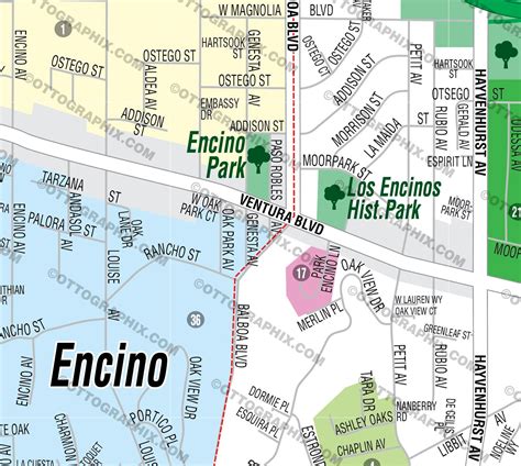 Encino Map, Los Angeles County, CA – Otto Maps