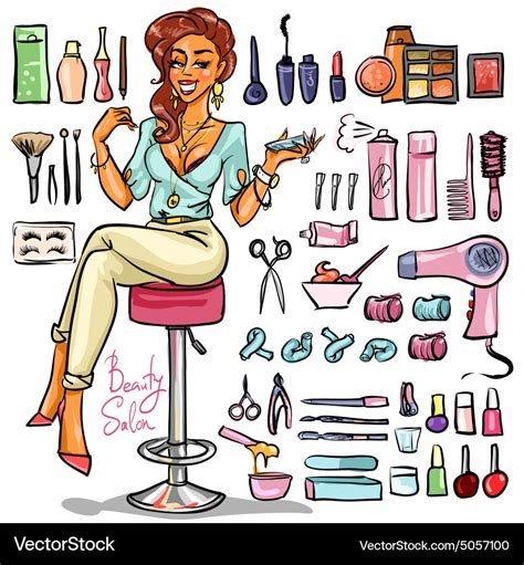 Beauty salon cartoon collection Royalty Free Vector Image