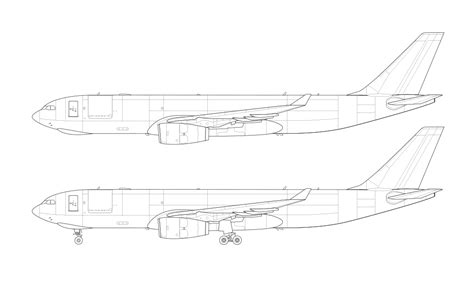 Airbus A330-200F blank illustration templates with Pratt & Whitney and Rolls Royce engines – Norebbo