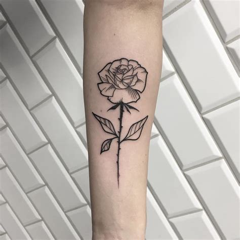 Minimalist rose done at Kult Tattoo Fest - Tattoogrid.net