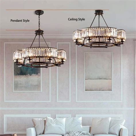 Round Modern Rustic Crystal Chandelier | Sofary Lighting