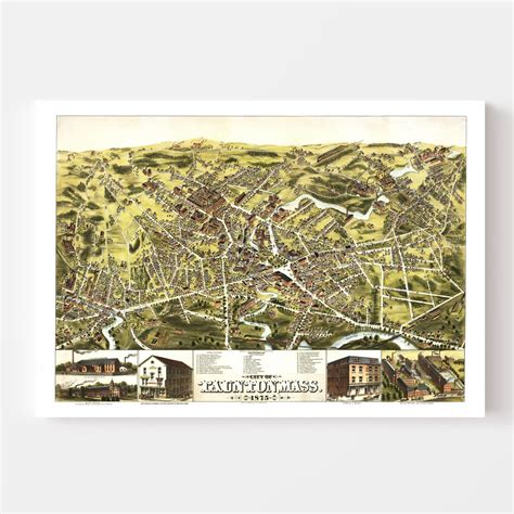 Vintage Map of Taunton, Massachusetts 1875 by Ted's Vintage Art