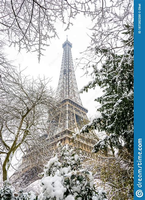 The Eiffel Tower on a Snowy Day in Paris, France Stock Photo - Image of ...