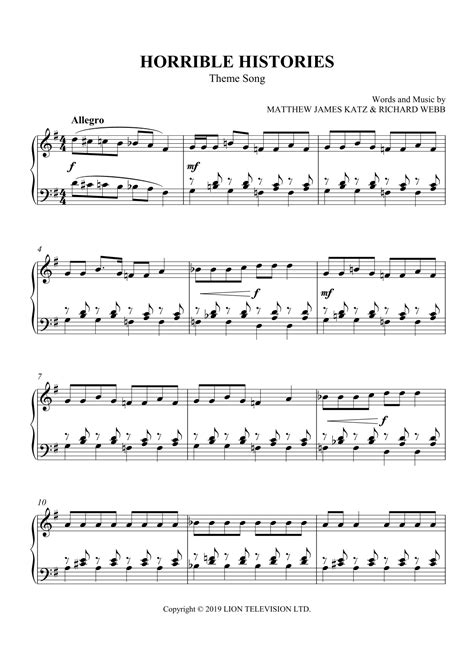 Horrible Histories Theme (arr. SCMusic) Sheet Music | Richard Webb | Piano Solo