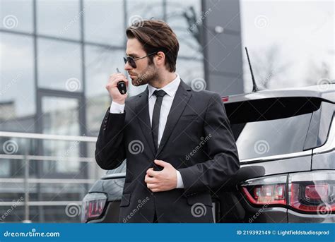 Side View of Bodyguard in Sunglasses Stock Image - Image of young ...