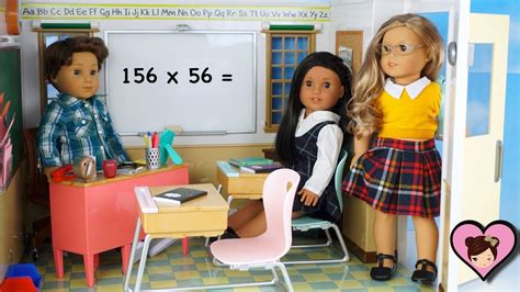 Doll School Playset with Classroom, Lockers and Cafeteria for American Girl Dolls - YouTube