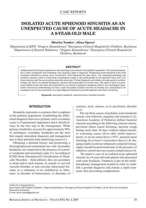 (PDF) Isolated acute sphenoid sinusitis as an unexpected cause of acute ...