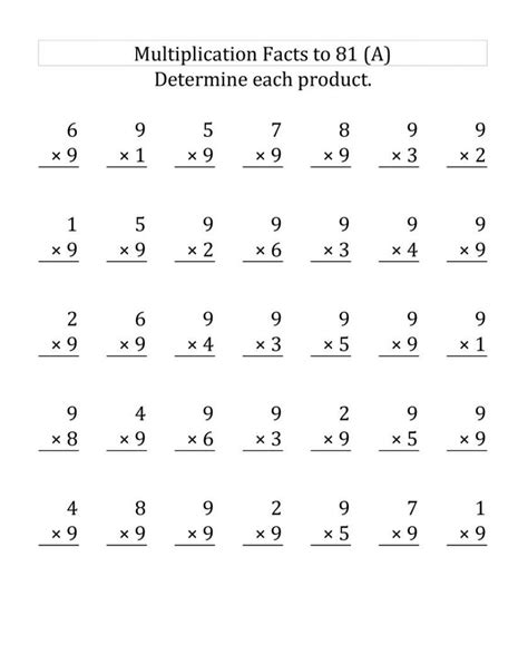 9s Multiplication Worksheet - Printable Word Searches