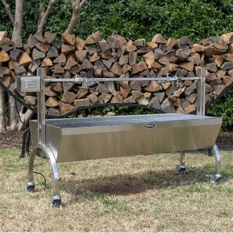 Stainless Steel Rotisserie Grill - Large Game Outdoor Roaster & Open Fire Smoker - Titan Great ...