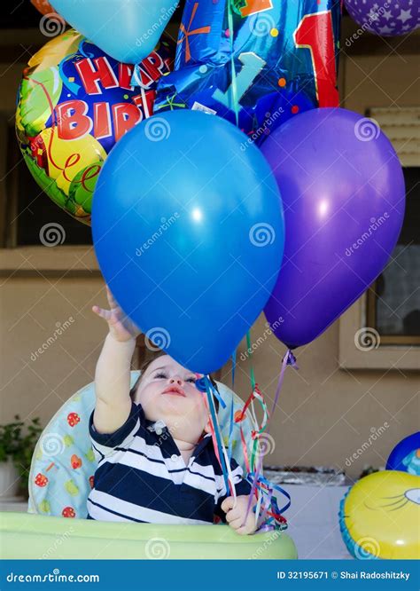 Baby Boy First Birthday Balloons Stock Image - Image of enchanting ...