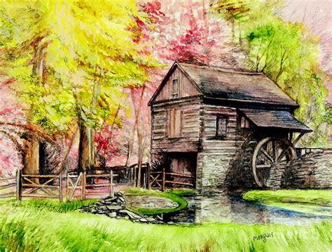 Watermill At Cutalossa Pennsylvania Painting by Morgan Fitzsimons