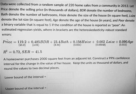 Solved Data were collected from a random sample of 220 home | Chegg.com