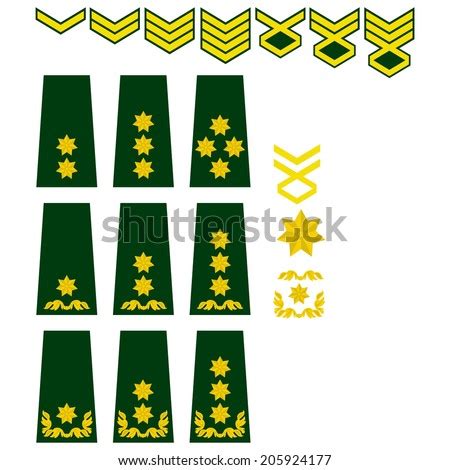 Military ranks and insignia of the world. Illustration on white background. - stock vector