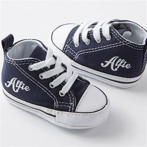 Navy Personalised Baby Converse Crib - Nappy Head