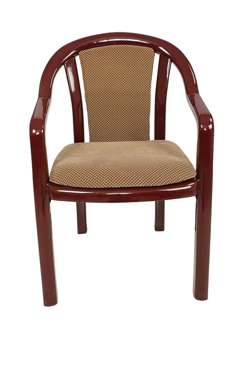 Supreme Ornate Set of 4 Plastic Chairs with Cushion for Home and Office (Rosewood and Brown ...