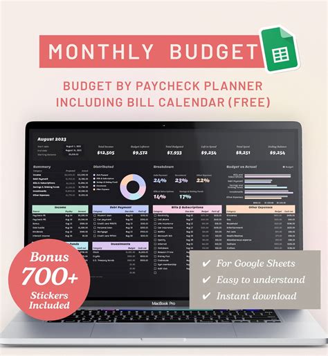 Budget Planner for Google Sheets Monthly Budget Spreadsheet - Etsy