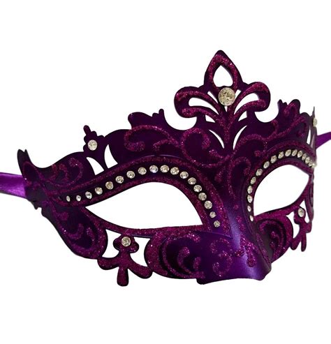 Dark Purple Mardi Gras Princess Crystal Masquerade Mask Laser Cut