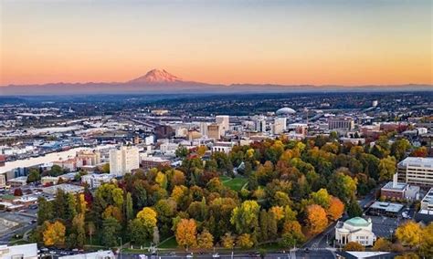 A sunset in the fall looking over Wright Park courtesy of Over Tacoma. | Natural landmarks ...