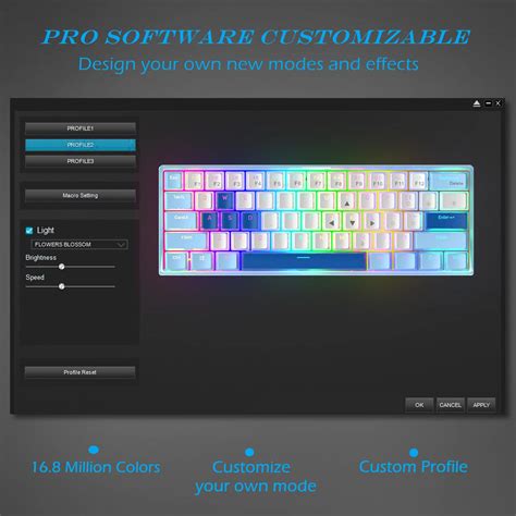 Womier WK61 60% Keyboard Mechanical, Hot-Swappable Ultra-Compact RGB Gaming Keyboard w/Pudding ...