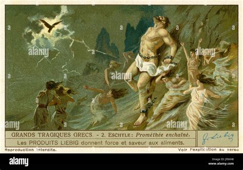 Prometheus bound to the rock. Play by Aeschylus. Greek tragedies. Liebig collectors' card 1931 ...