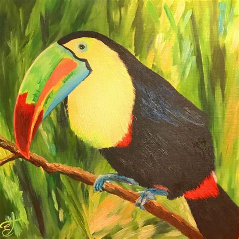 Toucan Painting Bird Original Art Tropical Birds Wall Art | Etsy