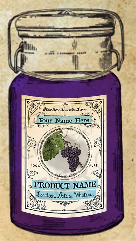 Vintage Grape Jam Canning Label Grapes Gift Tags Bottle Label Grape ...