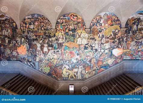 January 22, 2017. the History of Mexico, Diego Rivera Fresco Mural, National Palace, Mexico City ...