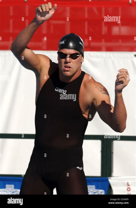 Gary Hall, Jr. does his dance before the semi-final heats of the 50m freestyle at the U.S ...