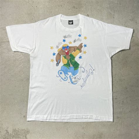 90年代 USA製 ハンドペイント ウサギ アニマル アート プリントTシャツ メンズXL 古着 90s ヴィンテージ ビンテージ シングルステッチ 動物 ホワイト 白【Tシャツ ...