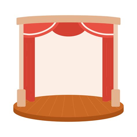 Theater stage semi flat colour vector object. Decorative red curtains. Editable cartoon clip art ...