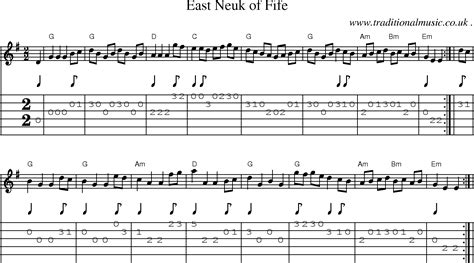 Scottish Tune, Sheetmusic, Midi, Mp3, Guitar chords & tabs: East Neuk Of Fife