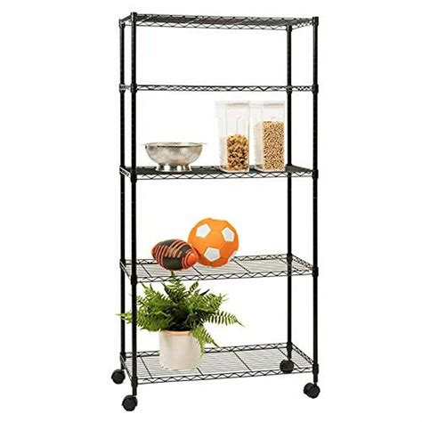 Black Metal Shelving Unit, URHOMEPRO 5-Tier Heavy Duty Height Adjustable Kitchen Storage Shelves ...