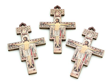 Ornate Wood San Damiano Cross Pendant - 89mm (SF24) - Happy Mango Beads