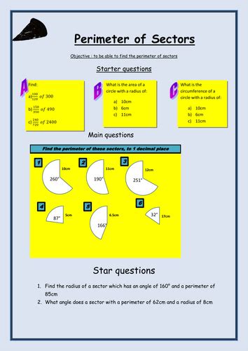 Perimeter of Sector worksheet | Teaching Resources