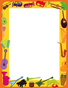 musical instruments border design - Clip Art Library