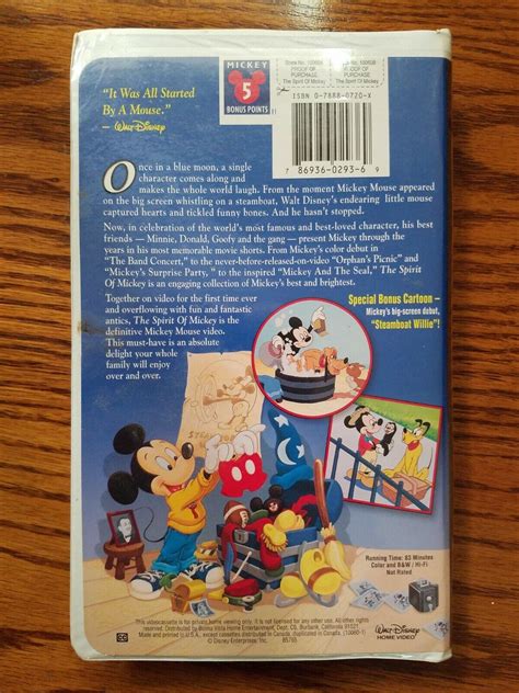 The Spirit of Mickey Mouse VHS video tape Walt Disney Video Premieres edition 786936029369 | eBay