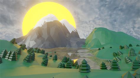 3D Low Poly Landscape Background :: Behance