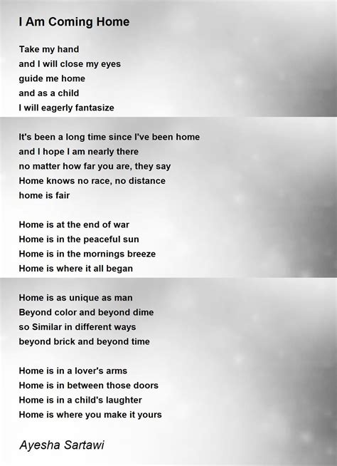 I Am Coming Home Poem by Ayesha Sartawi - Poem Hunter