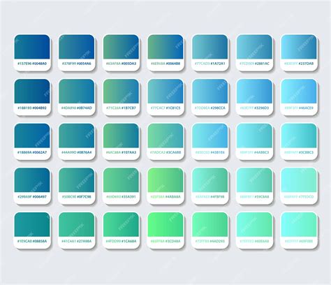 Premium Vector | Green and blue gradient color palette with hex