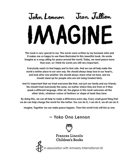 John Lennon – IMAGINE book for Amnesty International, illustrated by Jean Jullien – IMAGINE PEACE