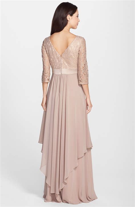 Eliza J Embellished Lace & Chiffon Gown | Nordstrom | Evening dresses with sleeves, Lace fashion ...