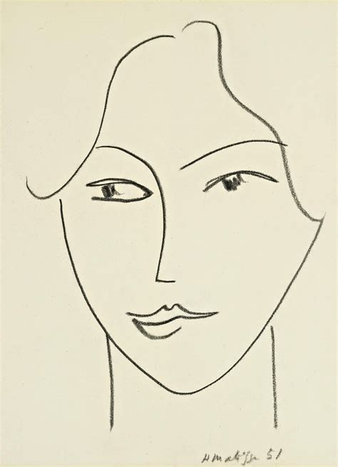 Henri Matisse (1869-1954) Visage 1951 (33 by 26 cm) | Matisse drawing, Portrait drawing, Matisse art