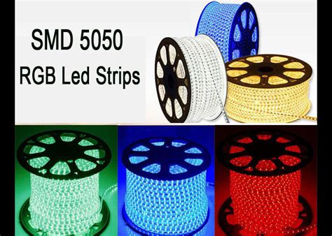 RGB 120 Volt Led Strip Lights , RoHS High Voltage Color Changing Led Strip