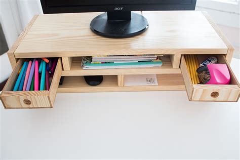 $15 DIY Monitor Riser Desk Organizer | Desk organization, Monitor riser, 15 diy